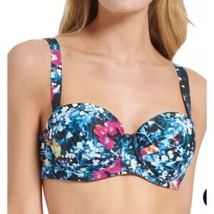 Calvin Klein Balconette Ruched Underwire Bikini Top L NWT